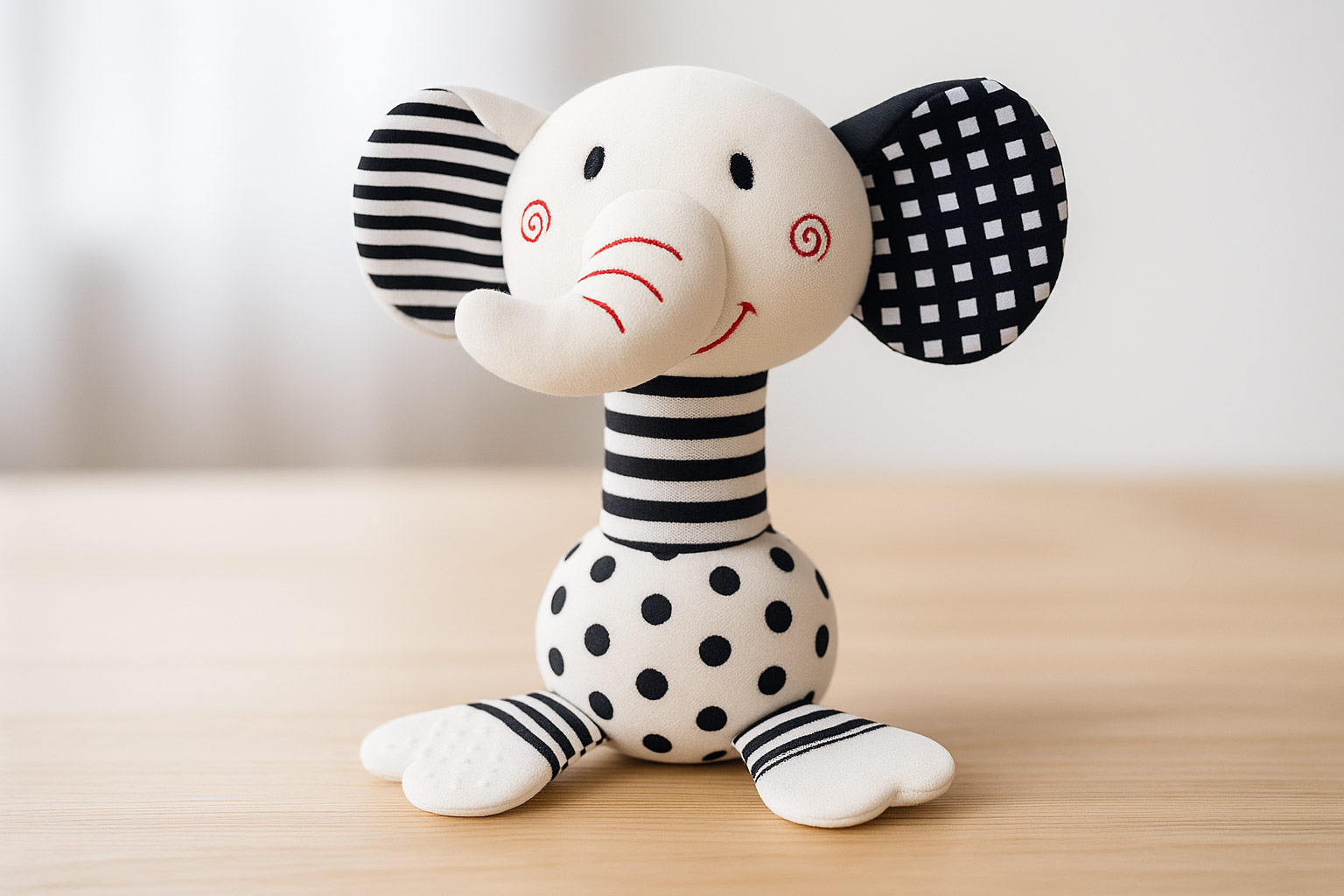 Black and White Newborn Soft Plush Rattle