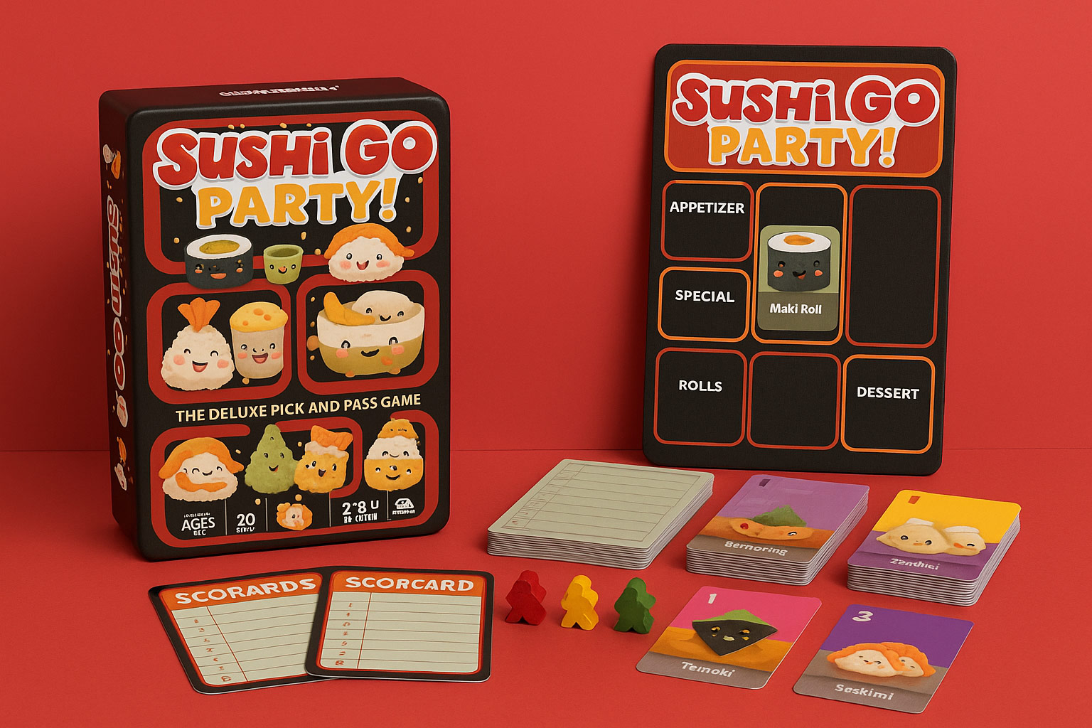 Sushi Go Party! - The Deluxe Pick & Pass Card Game by Gamewright, Multicolored